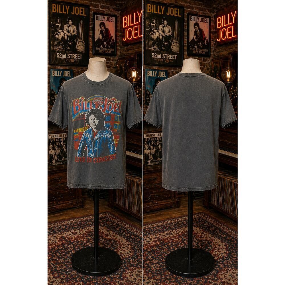 Vintage Billy Joel Live In Concert Tee Distressed Fade M Band Shirt